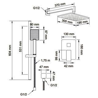 Душевой комплект Swedbe Platta 5539 хром